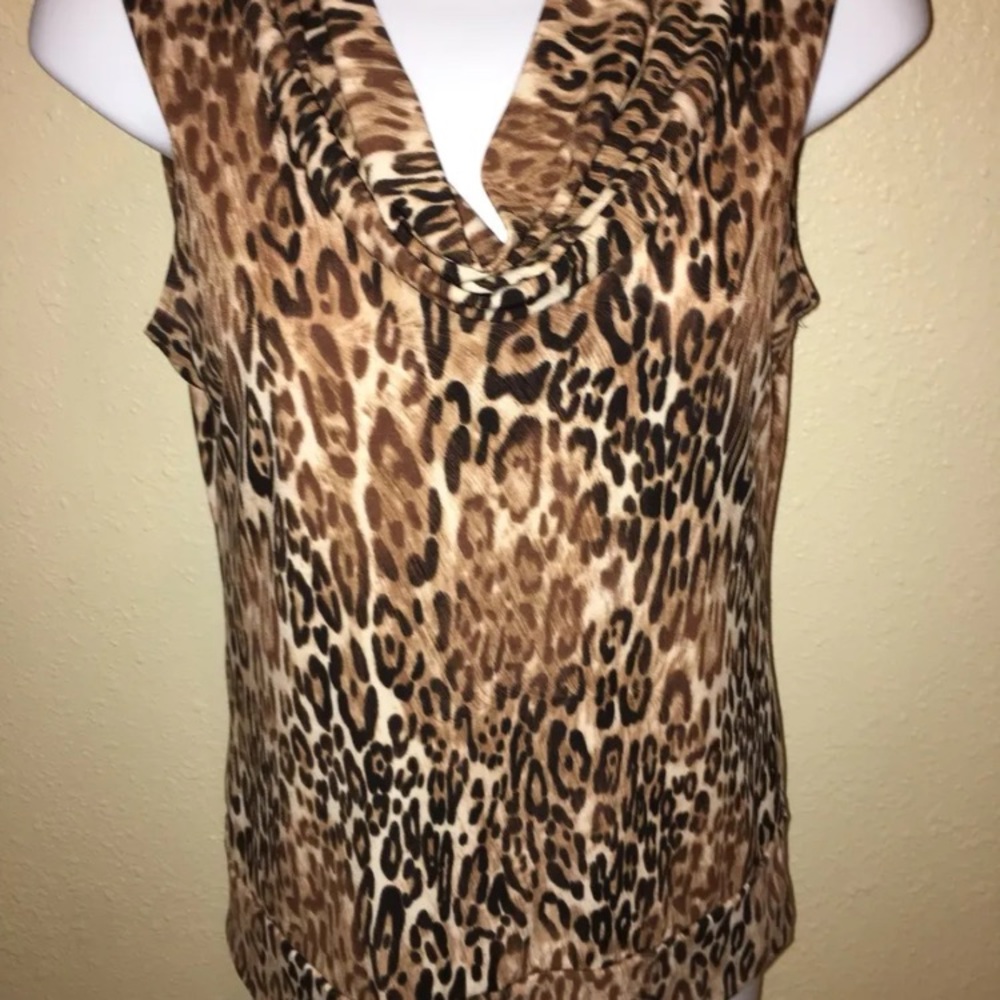 Animal Print Cowl Tunic Pullover Medium